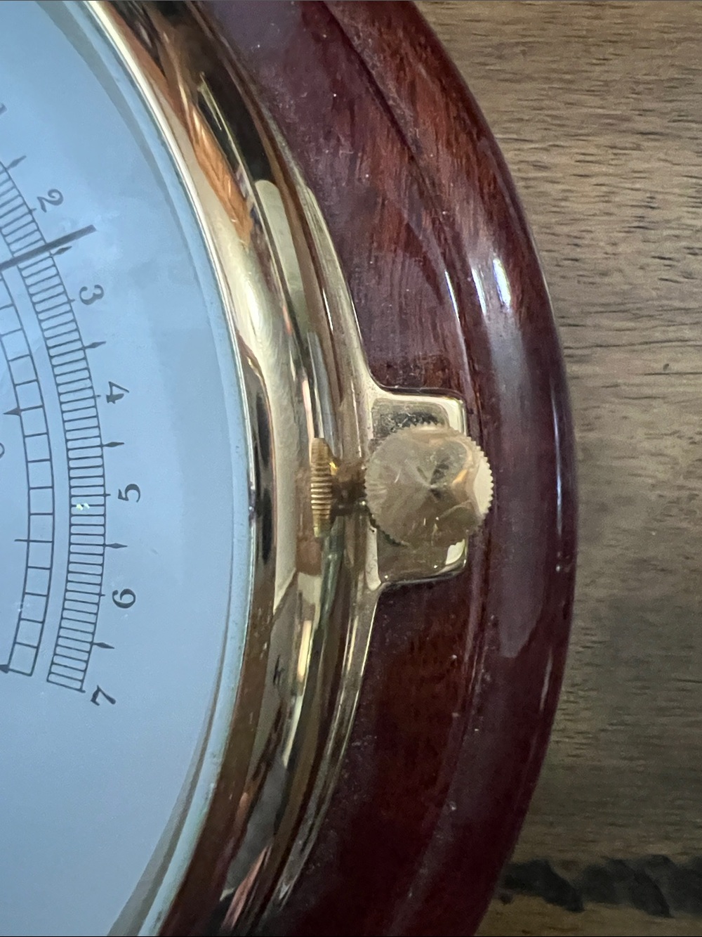 Abercrombie & Fitch Beveled Mahogany and Brass Wall Barometer - Picture 5 of 12